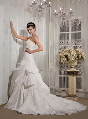 Strapless Court Train Taffeta Wedding Dress For 2014 Bride Low Price