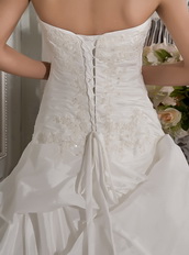 Strapless Court Train Taffeta Wedding Dress For 2014 Bride Low Price