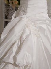 Strapless Court Train Taffeta Wedding Dress For 2014 Bride Low Price