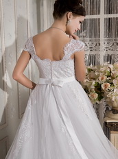 Brand New Square Neck Wide Straps Lace Embroidery Wedding Dress Low Price