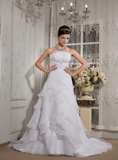 Cheap Strapless Organza Layers Bridal Dress For Wedding Wear Low Price