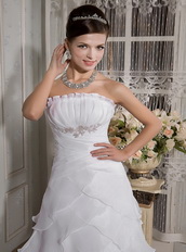 Cheap Strapless Organza Layers Bridal Dress For Wedding Wear Low Price