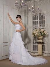 Cheap Strapless Organza Layers Bridal Dress For Wedding Wear Low Price