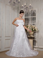 Lovely Strapless Corset Back Wedding Dress Covered With Lace Low Price