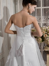 Lovely Strapless Corset Back Wedding Dress Covered With Lace Low Price