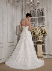 Affordable Strapless Lace Bowknot Wedding Dress Sample Sale Low Price