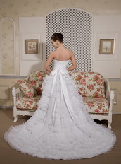 Perfect Strapless Layers Cascade Organza and Lace Bridal Gown Low Price