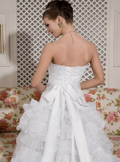 Perfect Strapless Layers Cascade Organza and Lace Bridal Gown Low Price