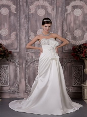 Pretty Strapless A-line Destination Wedding Dress With Beading Low Price