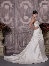 Pretty Strapless A-line Destination Wedding Dress With Beading Low Price