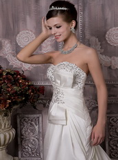 Pretty Strapless A-line Destination Wedding Dress With Beading Low Price