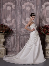 Pretty Strapless A-line Destination Wedding Dress With Beading Low Price