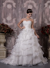 Classical Sweetheart Ruched Cascaden Layers Skirt Bridal Gowns Low Price