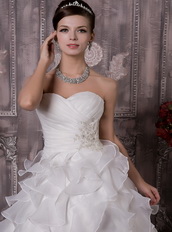 Classical Sweetheart Ruched Cascaden Layers Skirt Bridal Gowns Low Price