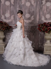 Classical Sweetheart Ruched Cascaden Layers Skirt Bridal Gowns Low Price