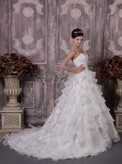 Classical Sweetheart Ruched Cascaden Layers Skirt Bridal Gowns Low Price