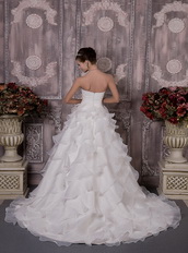 Classical Sweetheart Ruched Cascaden Layers Skirt Bridal Gowns Low Price