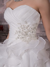 Classical Sweetheart Ruched Cascaden Layers Skirt Bridal Gowns Low Price