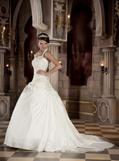 Modest Ball Gown Halter Wedding Bridal Dress With Puffy Skirt Low Price