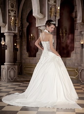 Modest Ball Gown Halter Wedding Bridal Dress With Puffy Skirt Low Price