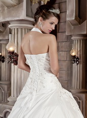 Modest Ball Gown Halter Wedding Bridal Dress With Puffy Skirt Low Price