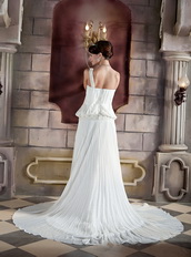 Column One Shoulder Organza Pleat and Beading Beach Wedding Dress Low Price