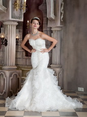 Sweetheart Trumpt Ruffles Skirt Affordable Wedding Dress Low Price Low Price