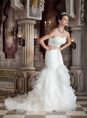 Sweetheart Trumpt Ruffles Skirt Affordable Wedding Dress Low Price Low Price