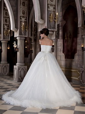 Best Seller Sweetheart Chapel Train Feathers Western Wedding Gown Puffy Low Price