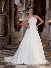 One Shoulder A-line Floor Length Wedding Dress For Bride Wear Low Price