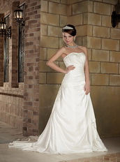 Ivory Strapless A-line Silhouette Wedding Dress Floor Length Style Low Price