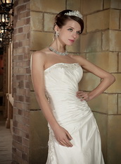 Ivory Strapless A-line Silhouette Wedding Dress Floor Length Style Low Price