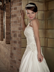 Ivory Strapless A-line Silhouette Wedding Dress Floor Length Style Low Price