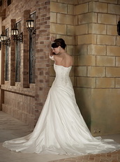 Ivory Strapless A-line Silhouette Wedding Dress Floor Length Style Low Price
