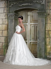 One Shoulder Floor Length Skirt Beautiful Wedding Dress With Feather Low Price