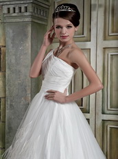 One Shoulder Floor Length Skirt Beautiful Wedding Dress With Feather Low Price