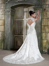 Wide Straps V-neck Simple Design Wedding Dress With Aline Skirt Low Price