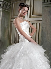 Strapless Organza Layers Puffy Skirt Bridal Gowns Dress For Lady Low Price