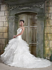 Strapless Organza Layers Puffy Skirt Bridal Gowns Dress For Lady Low Price