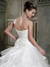 Strapless Organza Layers Puffy Skirt Bridal Gowns Dress For Lady Low Price