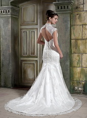 Custom Made Mermaid V-neck Wedding Dress Open Back Design Low Price