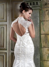 Custom Made Mermaid V-neck Wedding Dress Open Back Design Low Price