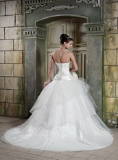 Popular Strapless Taffeta Bodice Bridal Dress With Puffy Skirt Low Price