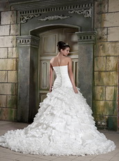 Strapless Hand Made Ruffles Cascade Wedding Dress Exquisite Low Price