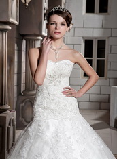 Unique Fabric Sweetheart Chapel Wedding Gowns With Appliques Low Price