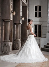 Unique Fabric Sweetheart Chapel Wedding Gowns With Appliques Low Price