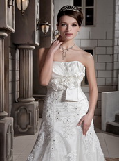 Simple Hand Made Flowers Decorate Slim Wedding Dress Corset Back Low Price