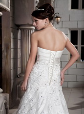 Simple Hand Made Flowers Decorate Slim Wedding Dress Corset Back Low Price