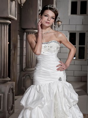 Strapless Bubble Taffeta Floor Length Skirt Low Price Wedding Bridal Dress Low Price