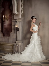 Exclusive Mermaid Organza Ruffles Cascade Skirt Bridal Dress For Sexy Lady Low Price